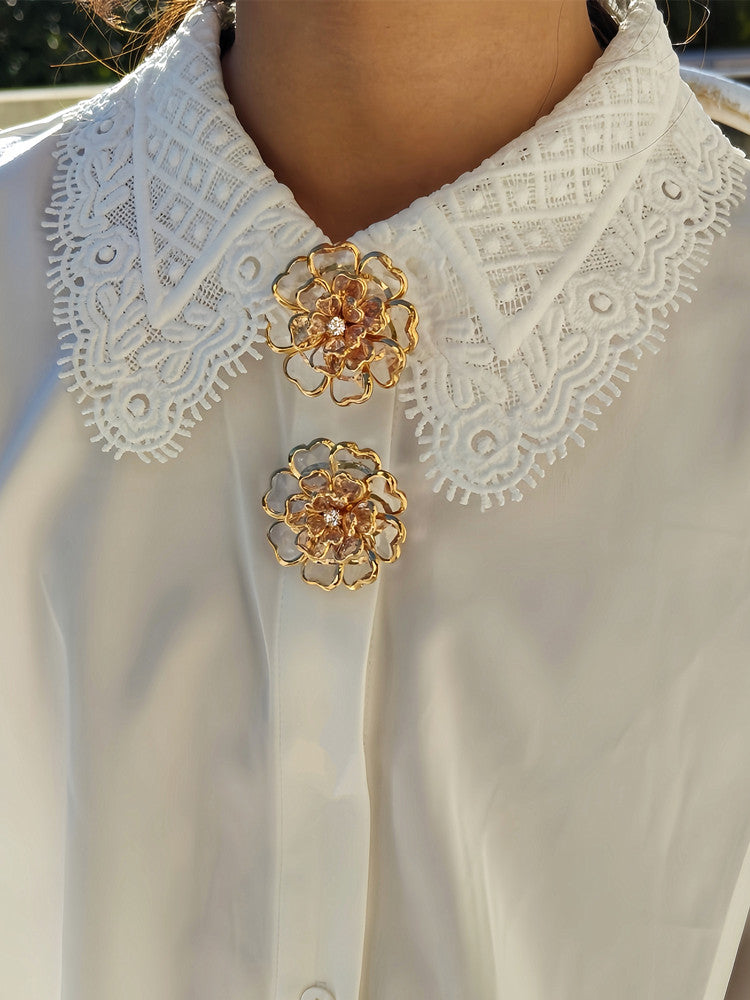 🌸 Blush Crystal Beaded Floral Brooch