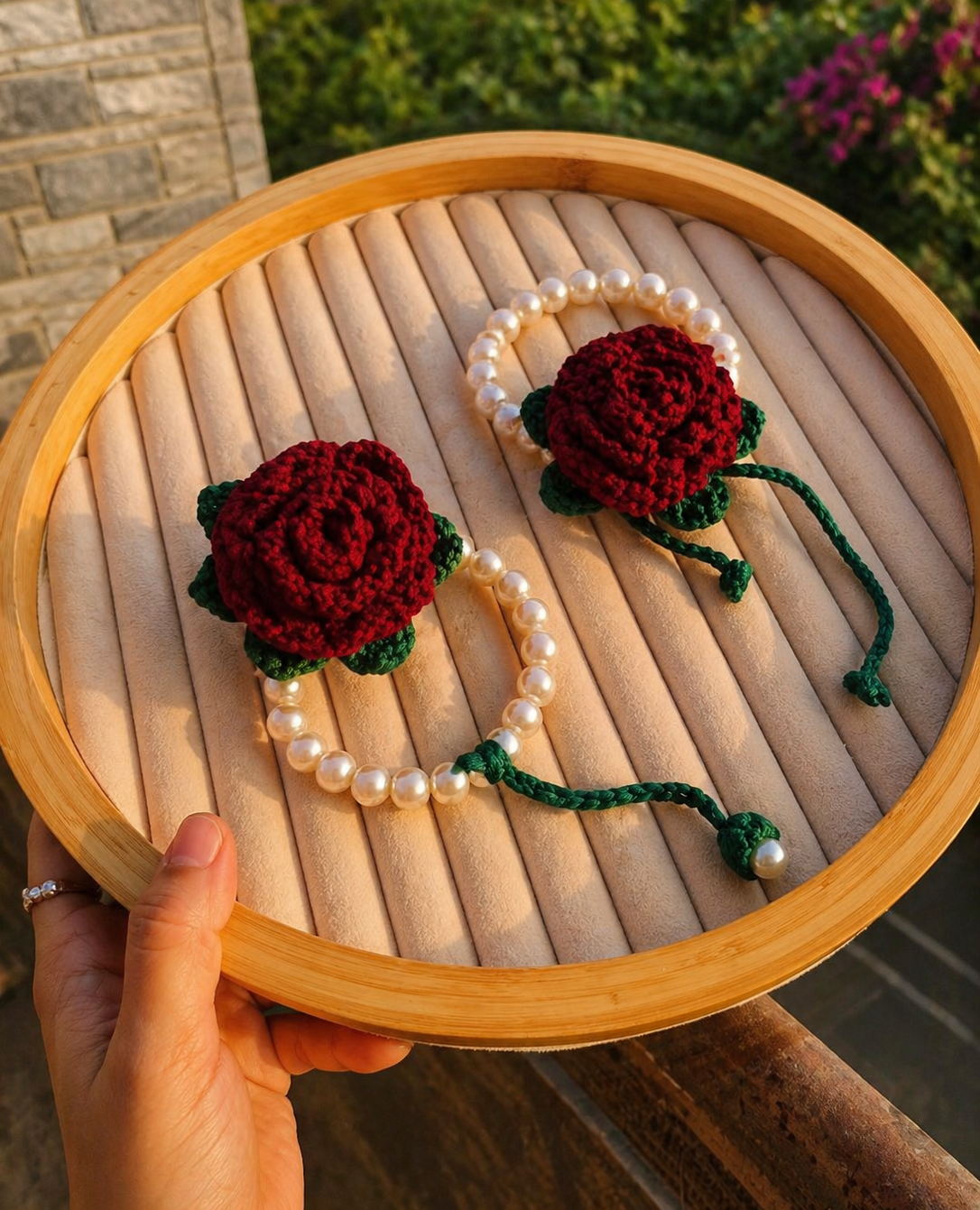 Crochet Rose Gajra Bracelet Elegant