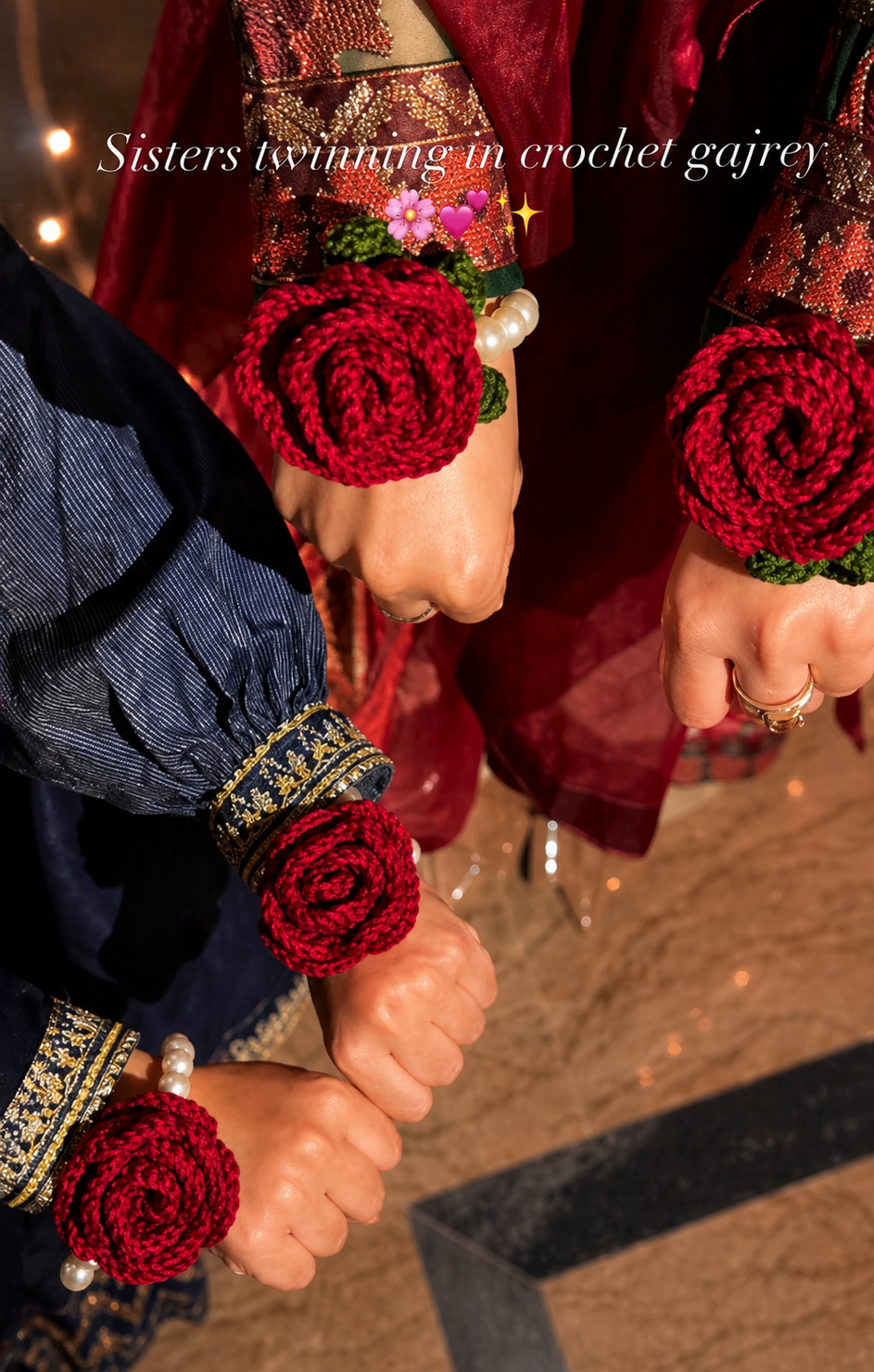Crochet Rose Gajra Bracelet Elegant
