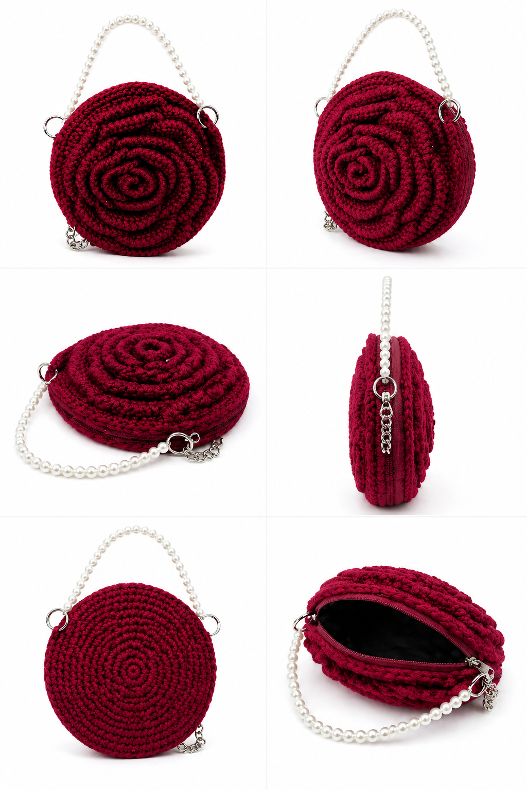 Stylish Handmade Crochet Rose Bag