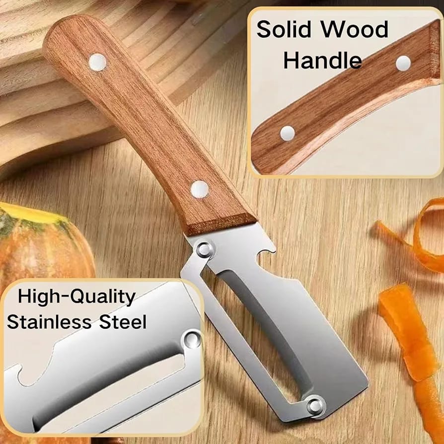 Premium Wooden Handle Stainless Steel Multifunction Peeler