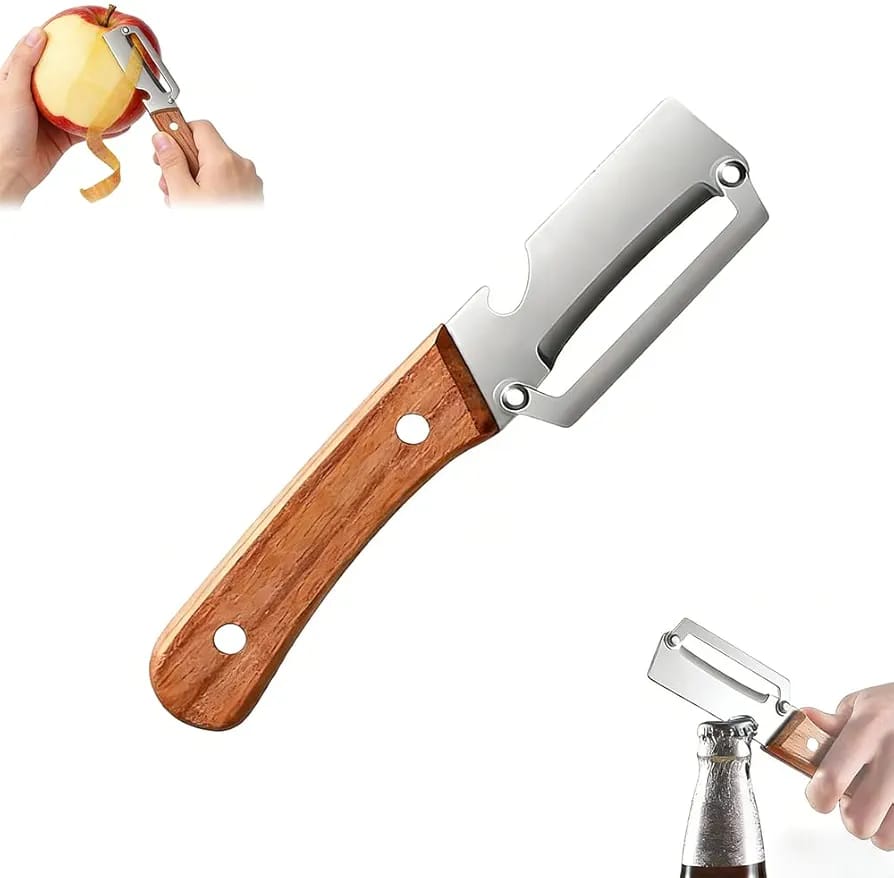 Premium Wooden Handle Stainless Steel Multifunction Peeler