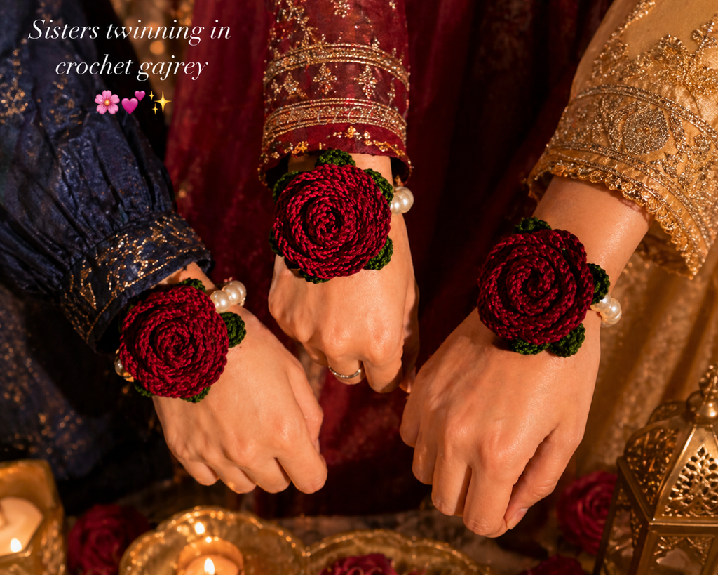 Crochet Rose Gajra Bracelet Elegant