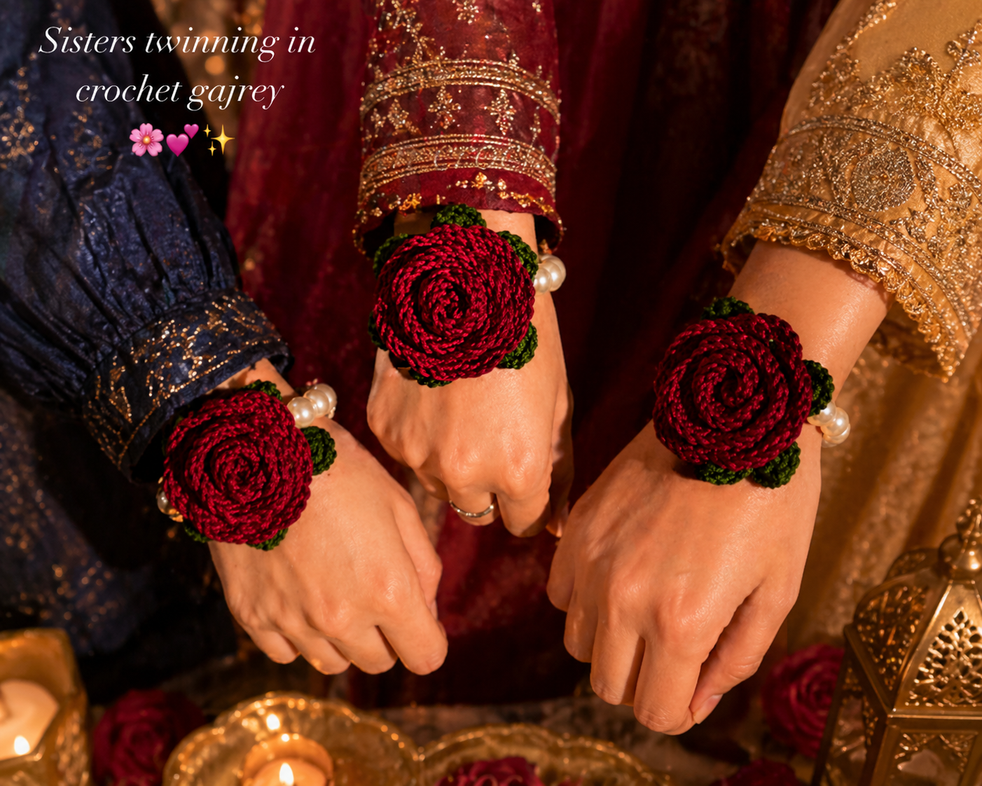 Crochet Rose Gajra Bracelet Elegant