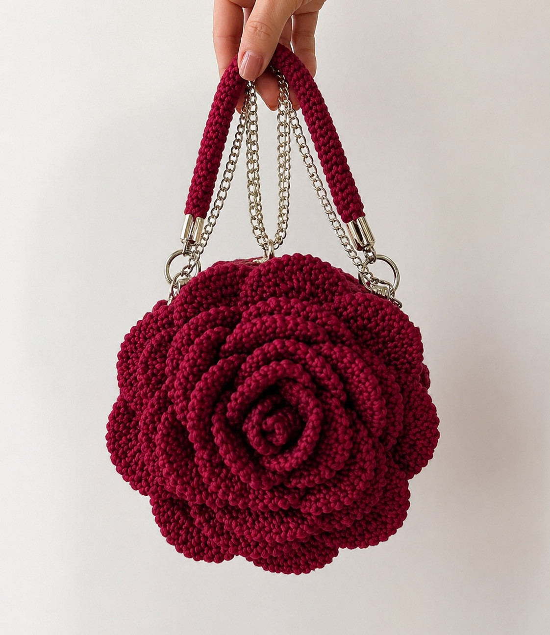 Stylish Handmade Crochet Rose Bag