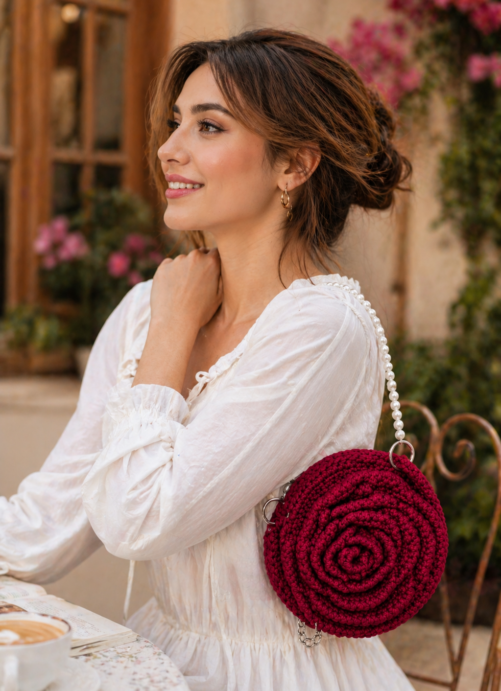 Stylish Handmade Crochet Rose Bag
