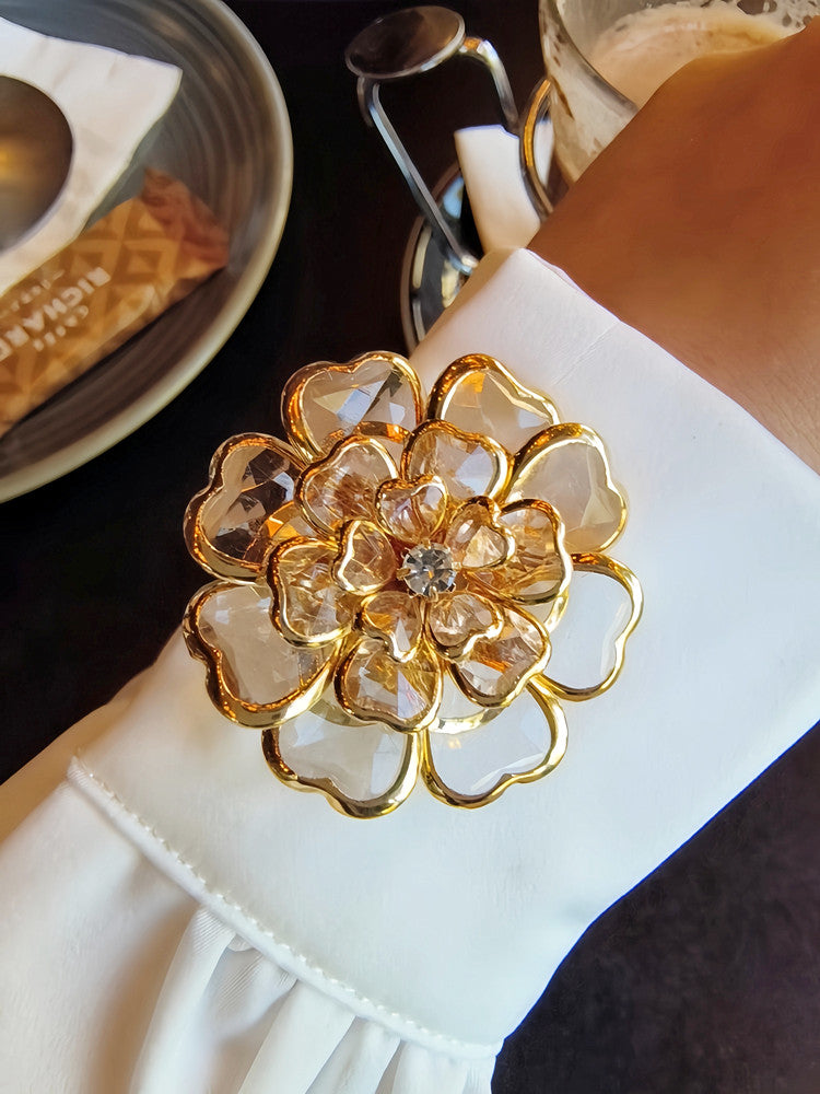 🌸 Blush Crystal Beaded Floral Brooch
