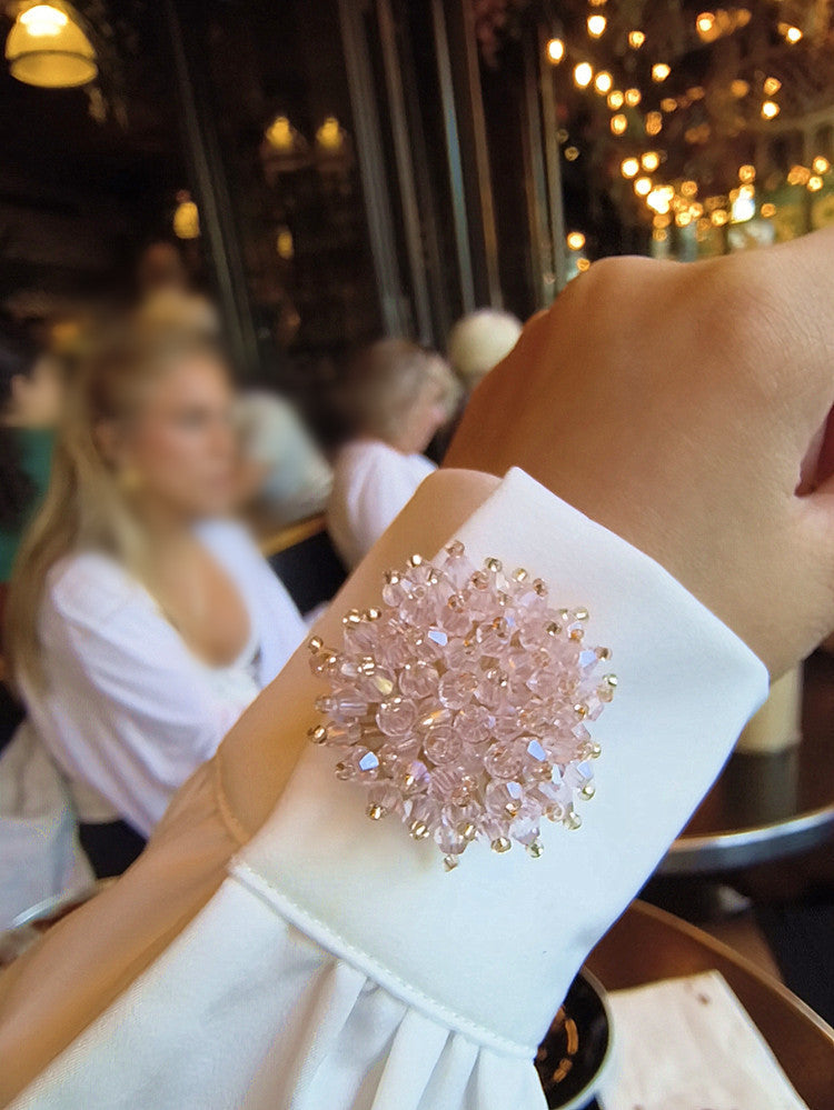 🌸 Blush Crystal Beaded Floral Brooch