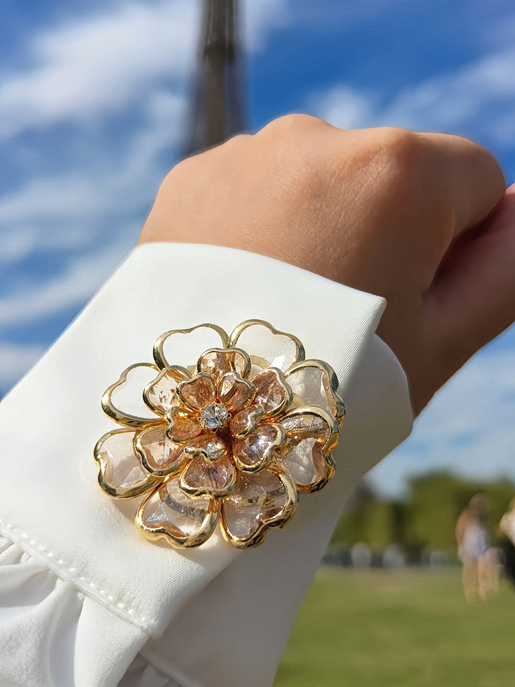 🌸 Blush Crystal Beaded Floral Brooch