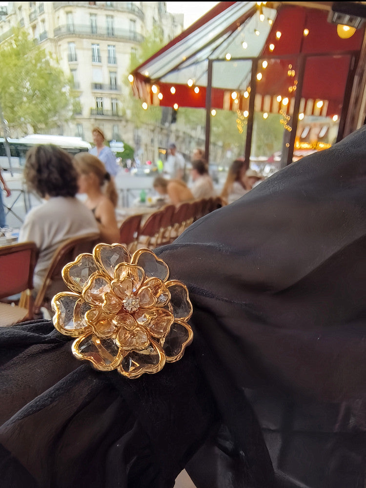🌸 Blush Crystal Beaded Floral Brooch