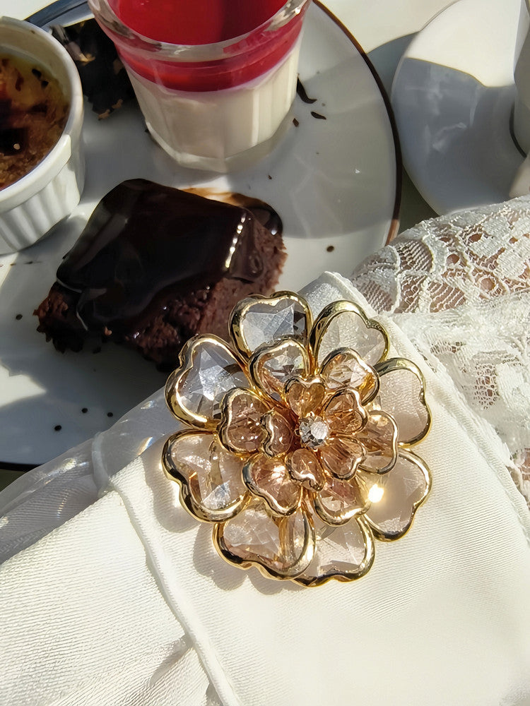 🌸 Blush Crystal Beaded Floral Brooch