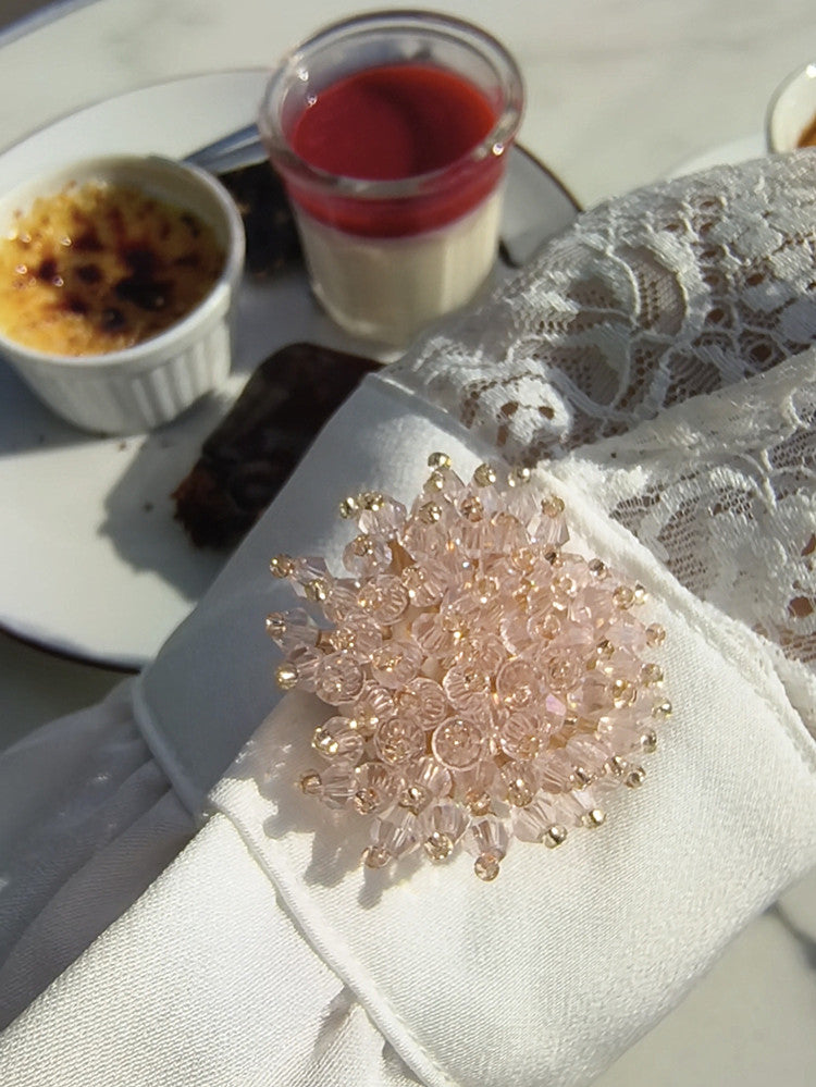 🌸 Blush Crystal Beaded Floral Brooch