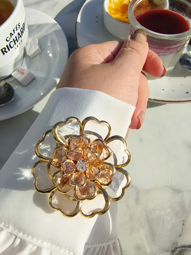 🌸 Blush Crystal Beaded Floral Brooch