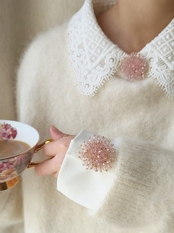 🌸 Blush Crystal Beaded Floral Brooch