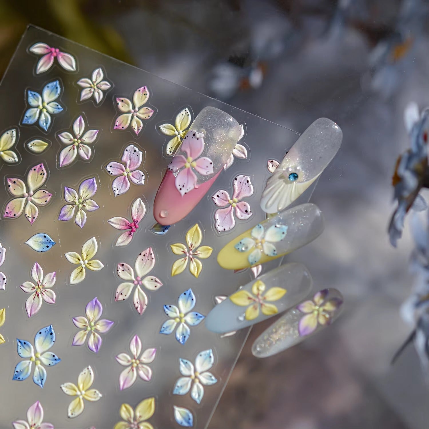 Re- Useable Floral Nail Stickers