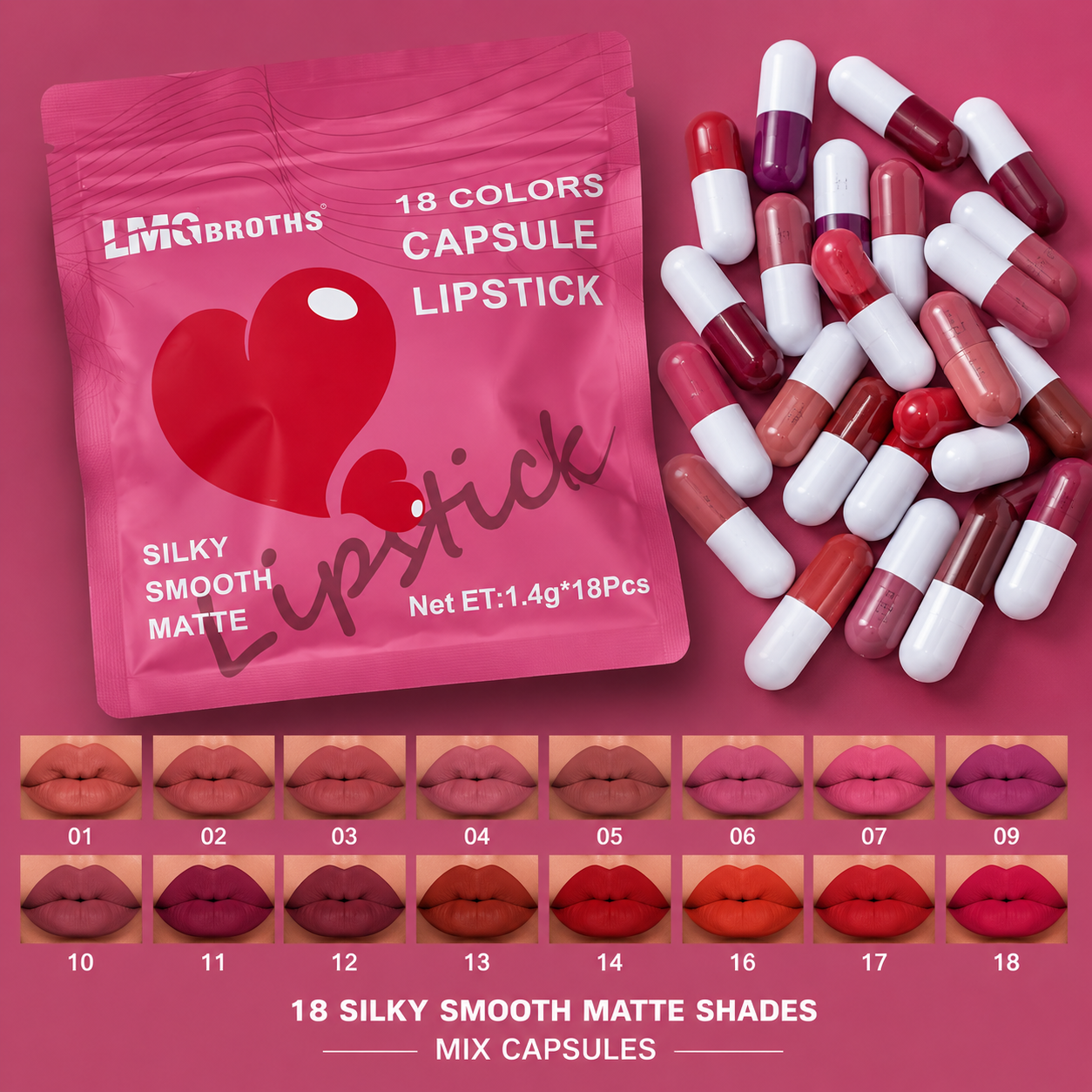 Magic Casa 18-Color Mini Capsule Matte Lipstick Set