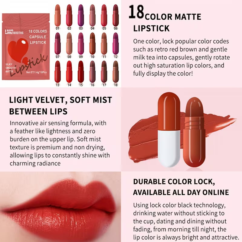 Magic Casa 18-Color Mini Capsule Matte Lipstick Set